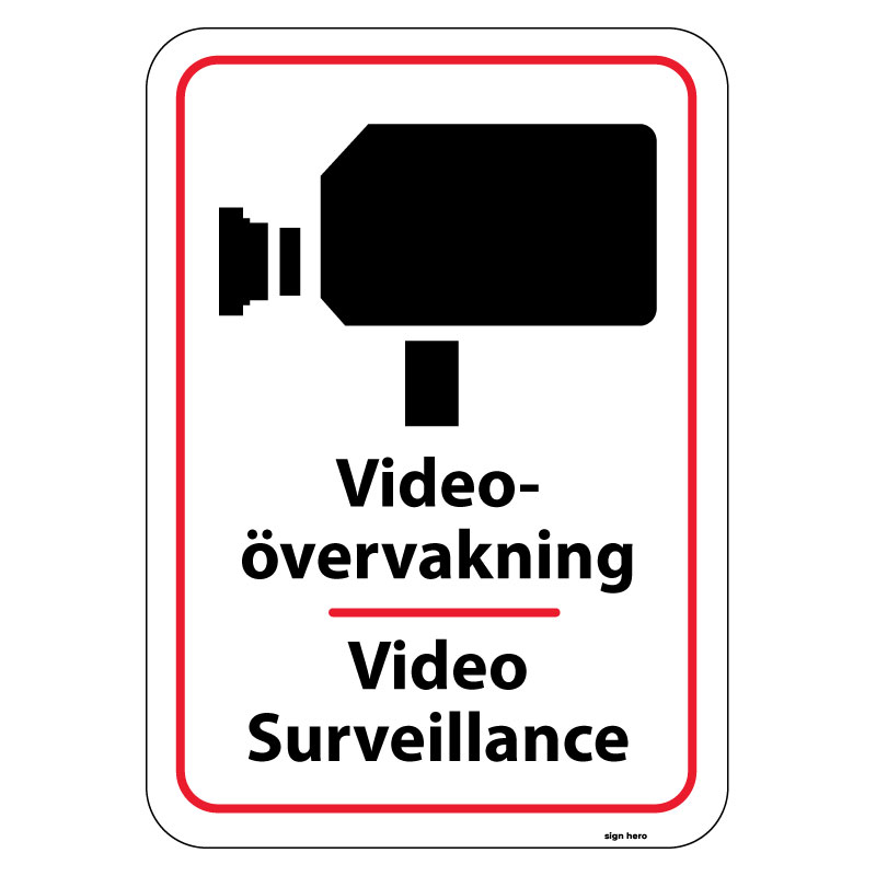 Videoövervakning - Video Surveillance skylt