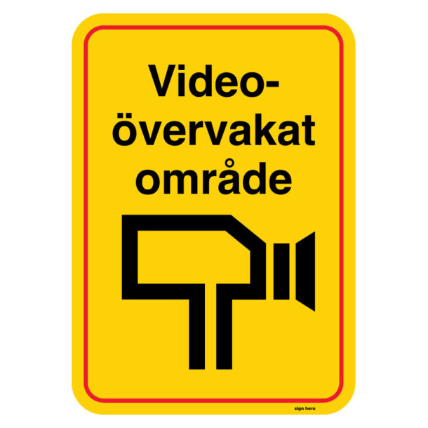 Videoövervakat område skylt