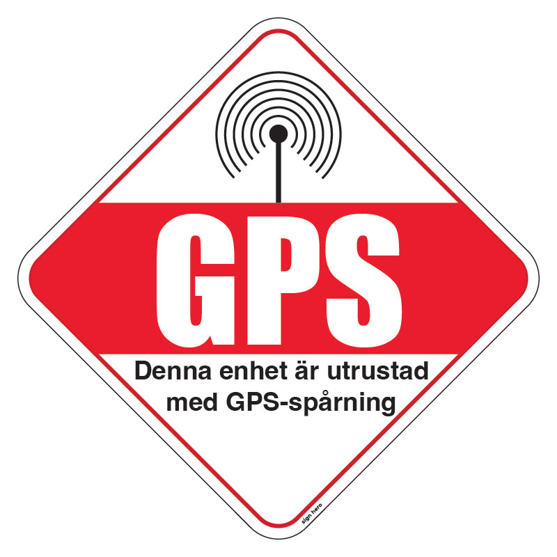 Denna enhet är utrustad med GPS spårning skylt