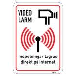 Video larm Inspelningar lagras direkt på internet skylt